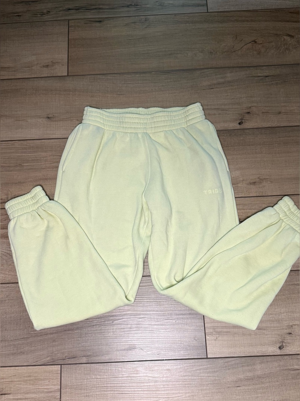 Tribe Kelley USA Sweatpants Small Pale Yellow Cozy Joggers Lounge